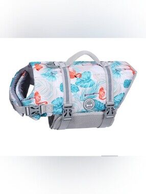 VIVAGLORY Dog Life Jacket Vest Size Small Flamingo Tropical Print NWT